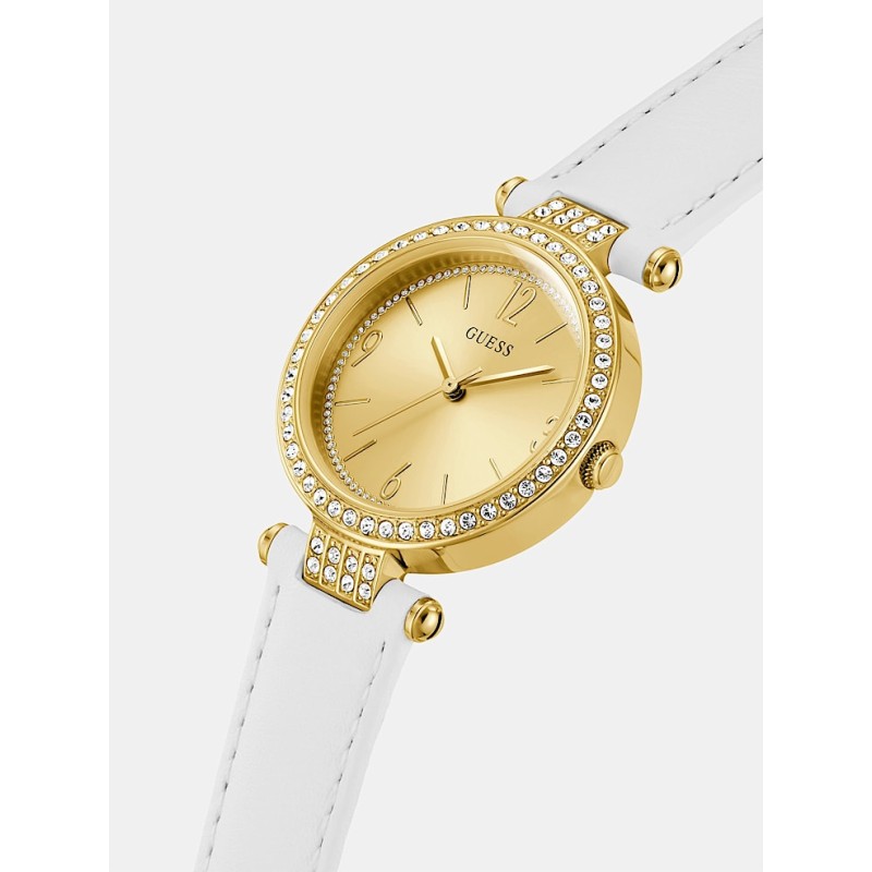 Montre Guess Terrace femme bracelet en cuir blanc