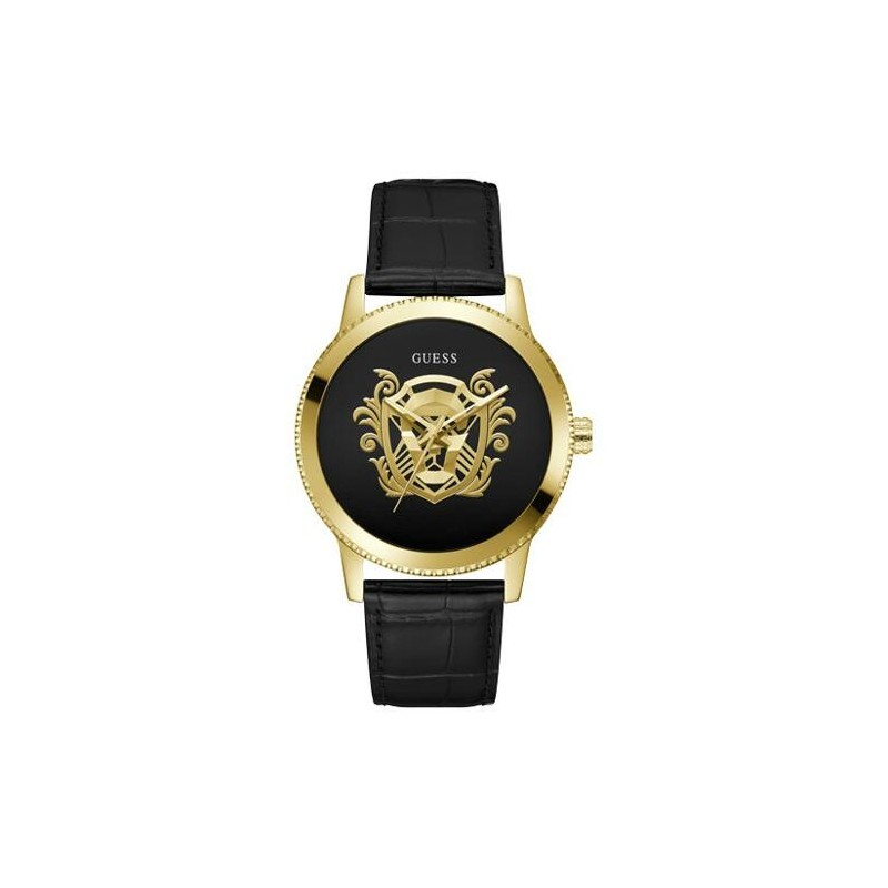 Montre Monarch Guess homme bracelet en cuir noir
