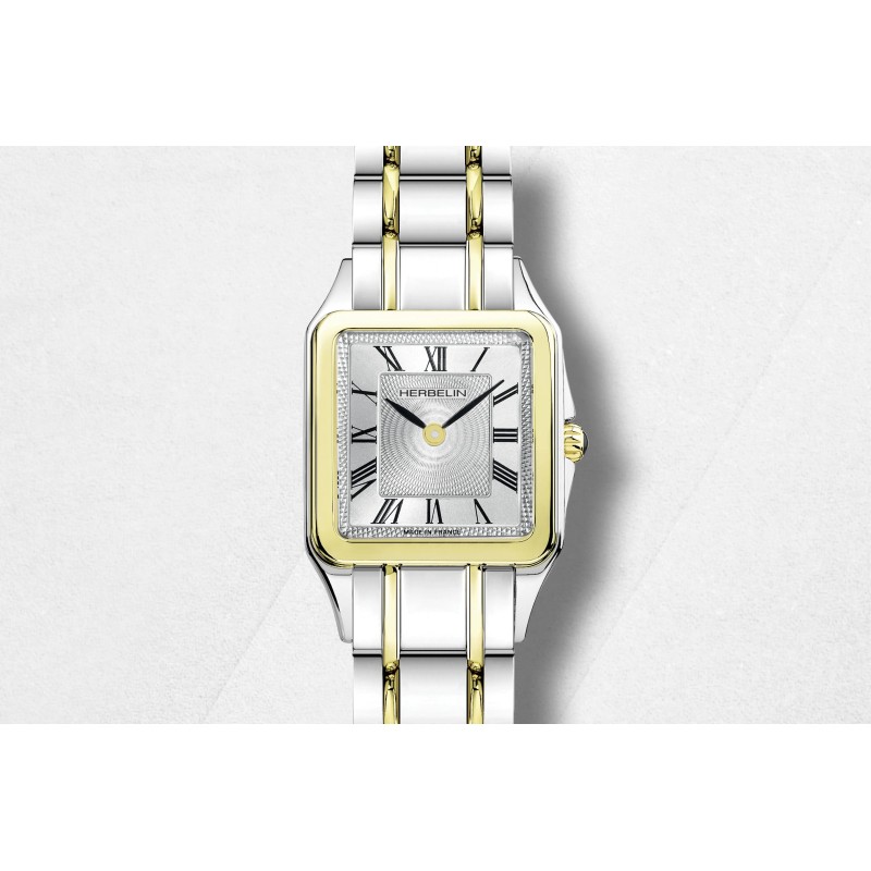 Montre Femme Luna Michel Herbelin carrée en Acier bicolore