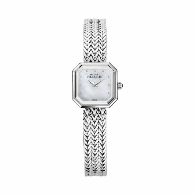 Montre Femme argentée Michel Herbelin Octogone Bracelet tissé