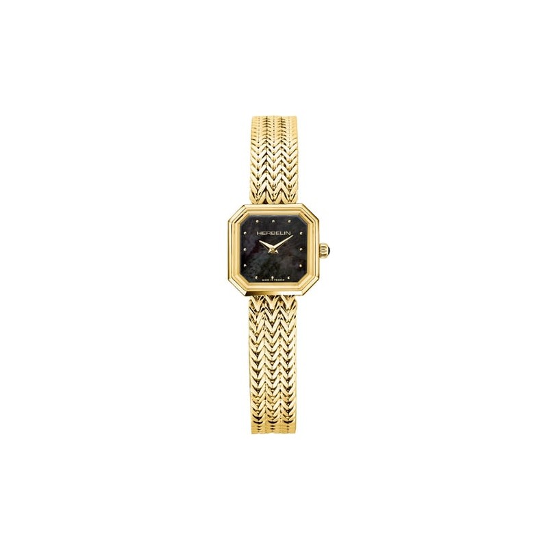 Montre Femme dorée Michel Herbelin Octogone Bracelet tissé