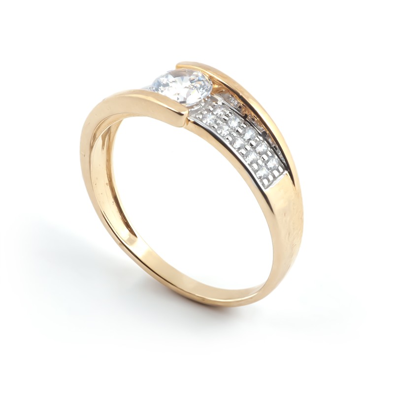 Bague solitaire accompagné femme Carador Or 375/000 et Oxyde de zirconium