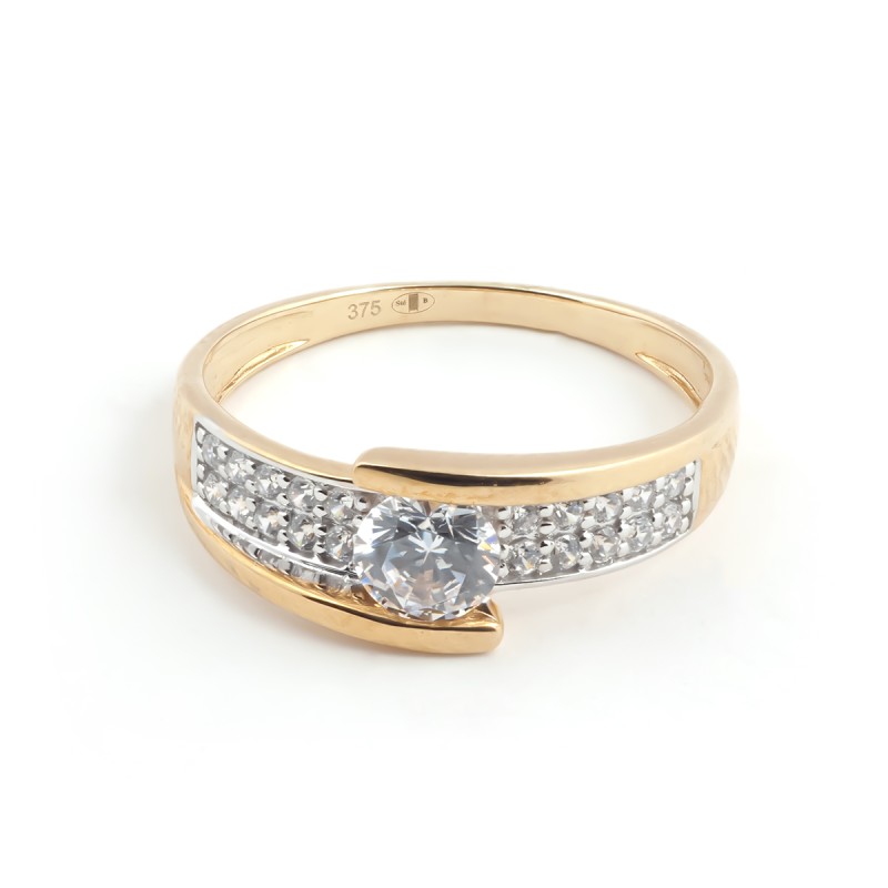 Bague solitaire accompagné femme Carador Or 375/000 et Oxyde de zirconium