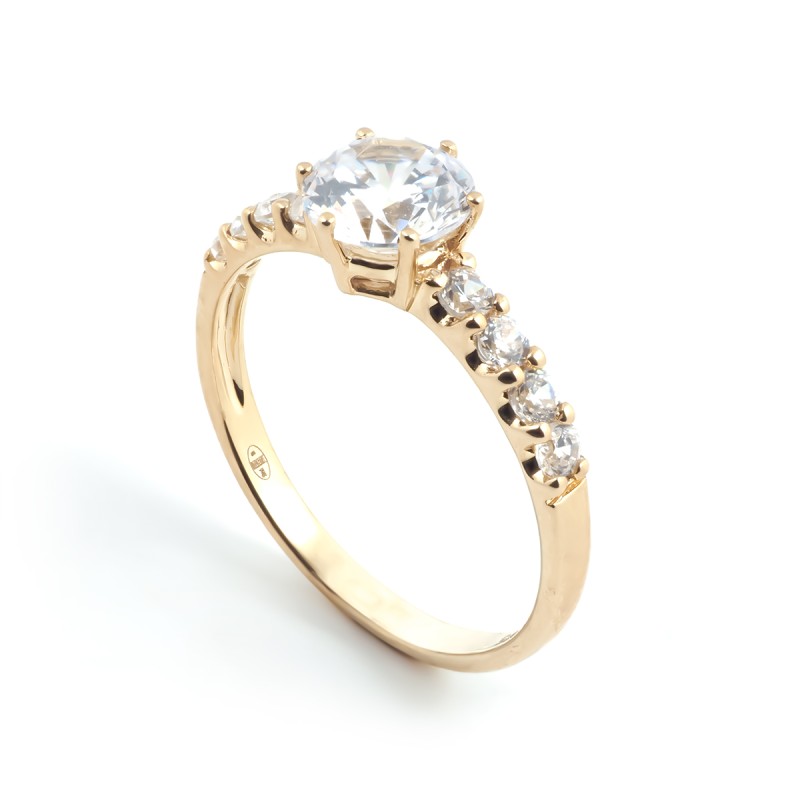 Bague solitaire accompagné femme Carador Or 375/000 et Oxyde de zirconium