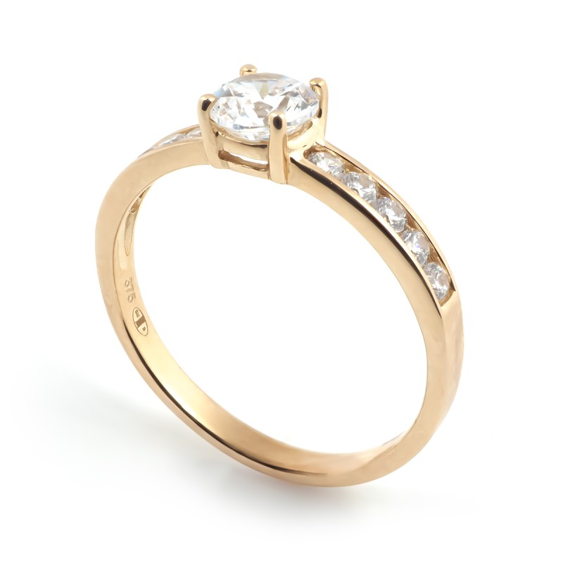 Bague solitaire accompagné femme Carador Or 375/000 et Oxyde de zirconium