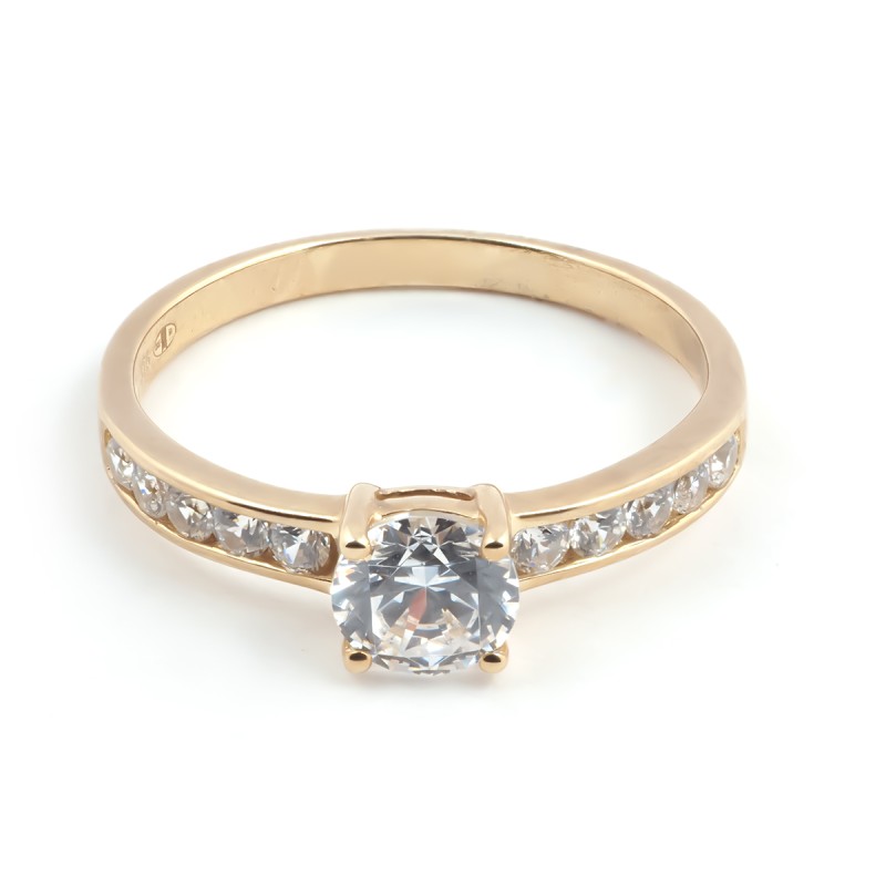 Bague solitaire accompagné femme Carador Or 375/000 et Oxyde de zirconium