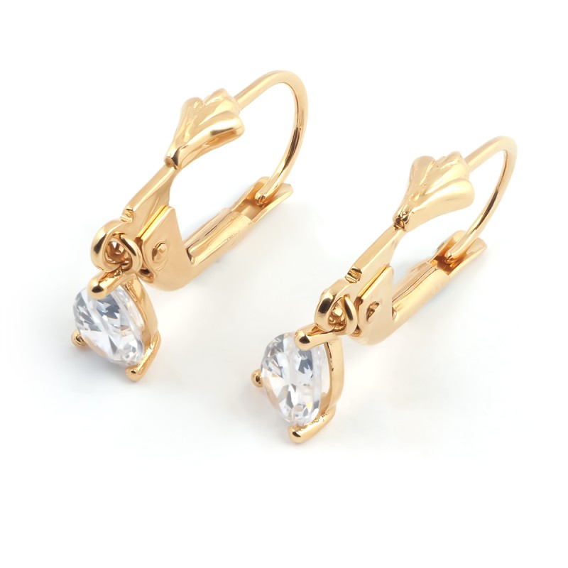 Boucles d'oreilles Carador Dormeuses Oxyde de zirconium serti 3 griffes en or jaune 375/000