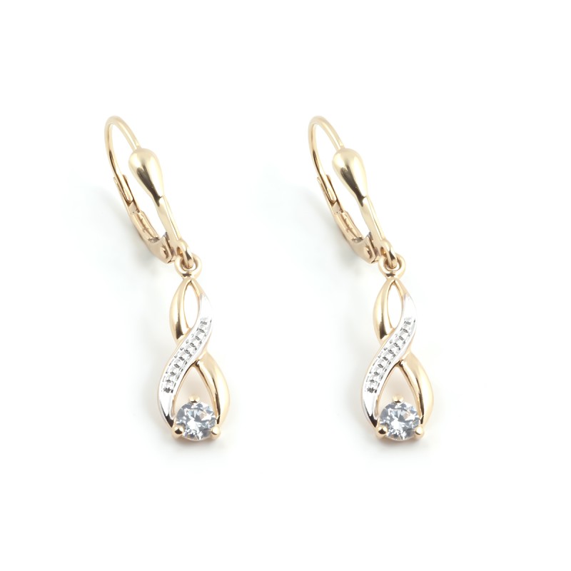 Boucles d'oreilles dormeuses femme carador en or jaune 375/000 et oxydes de zirconium