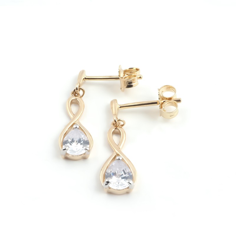 Boucles d'oreilles solitaire or jaune 375/000 pendantes