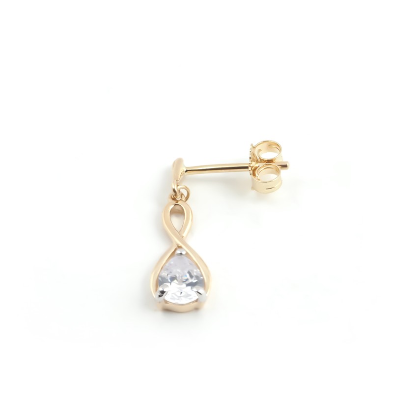 Boucles d'oreilles solitaire or jaune 375/000 pendantes