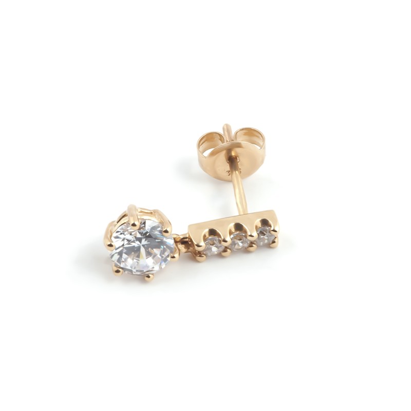 Boucles d'oreilles Carador pendantes fantaisie or jaune 375/000 et oxydes de zirconium 2,12 cts