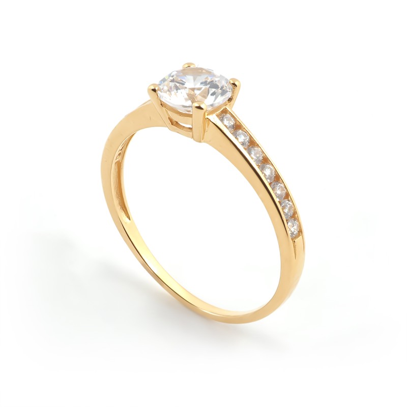 Bague solitaire accompagné Carador en or jaune 375/000 et oxydes de zirconium
