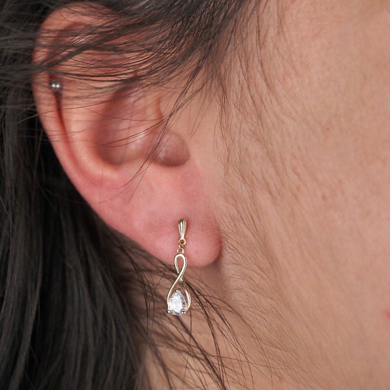 Boucles d'oreilles solitaire or jaune 375/000 pendantes