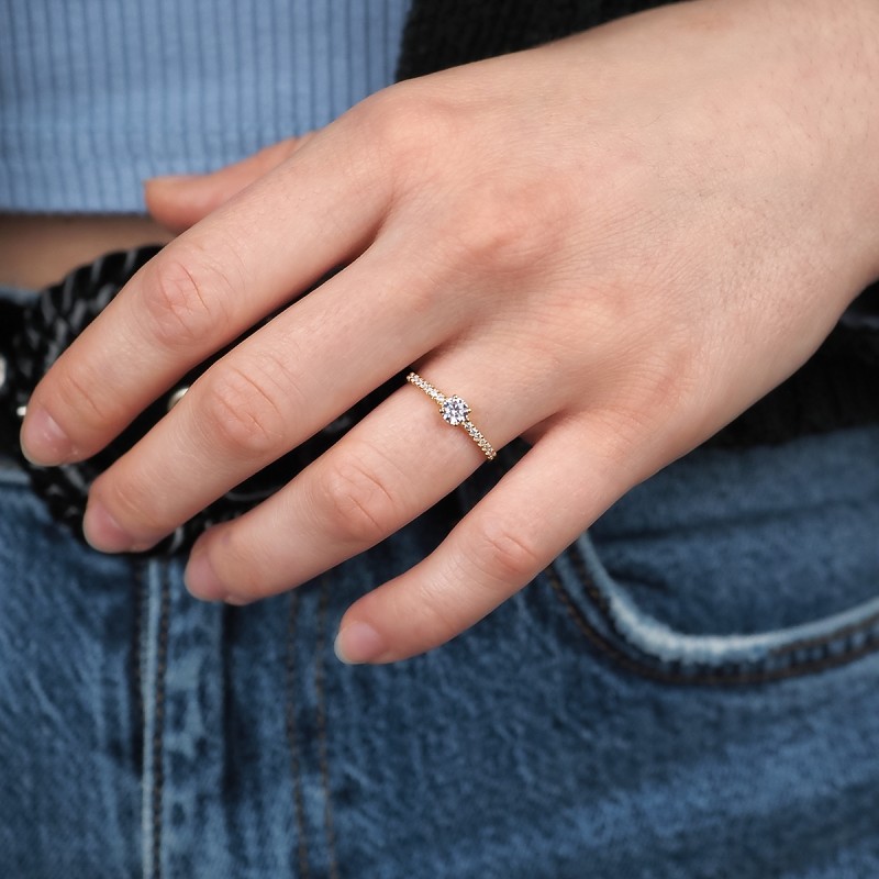 Bague solitaire accompagné femme Carador Or 375/000 et Oxyde de zirconium