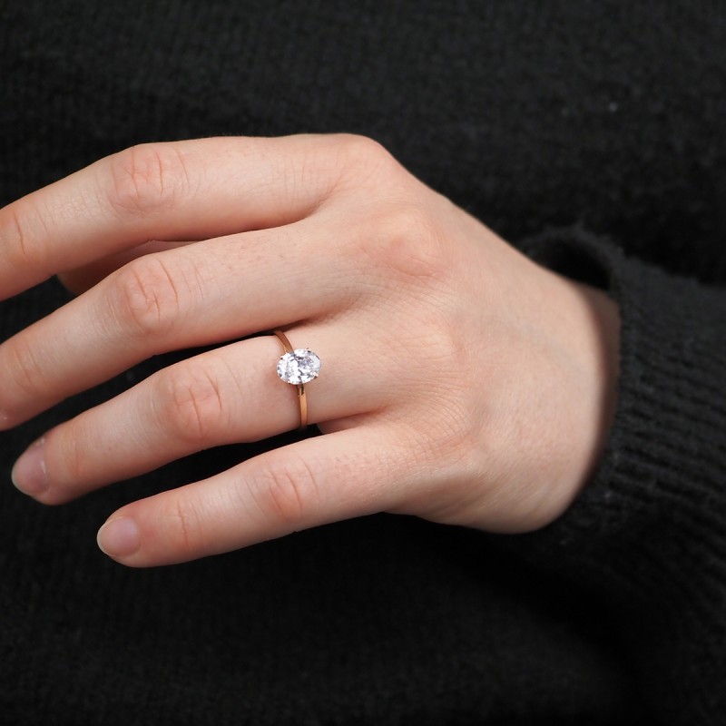 Bague solitaire femme Carador Or 375/000 et Oxyde de zirconium