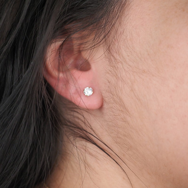 Boucles d'oreilles Carador solitaire oxyde de zirconium 5 mm or jaune 375/000