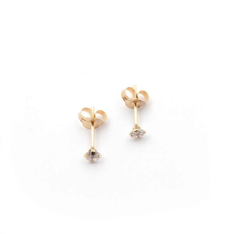 Boucles d'oreilles Carador clous oxyde de zirconium 3 mm et or jaune 375/000