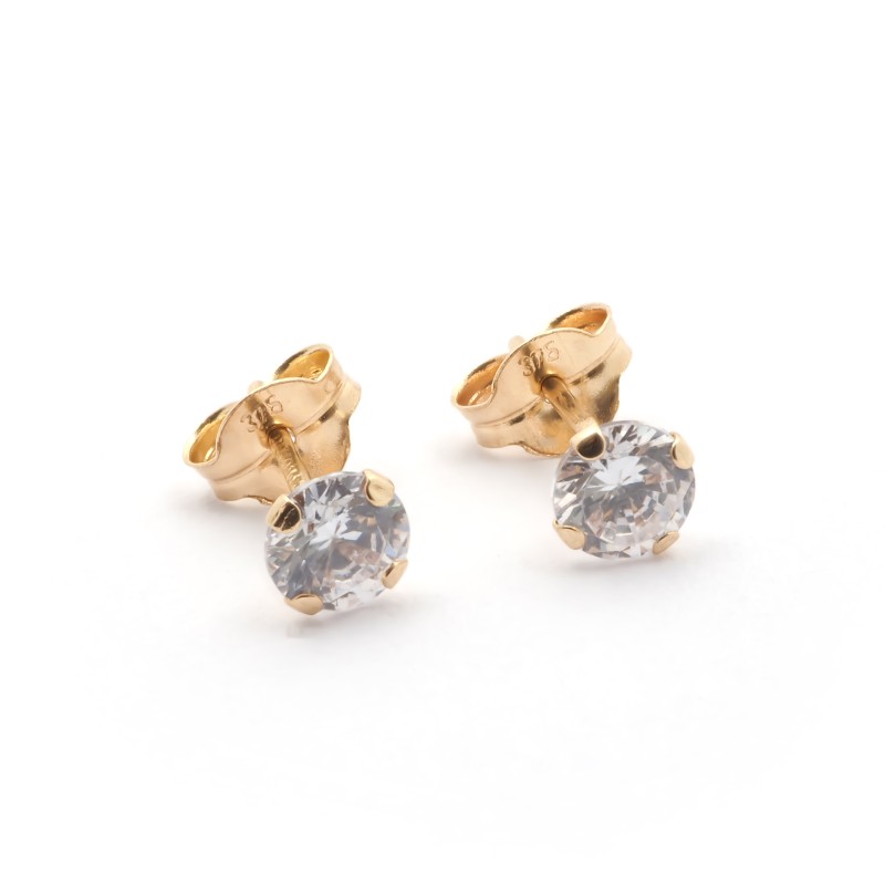 Boucles d'oreilles Carador solitaire oxyde de zirconium 4 mm or jaune 375/000