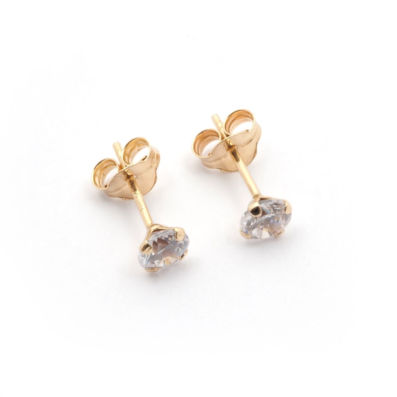 Boucles d'oreilles Carador solitaire oxyde de zirconium 4 mm or jaune 375/000
