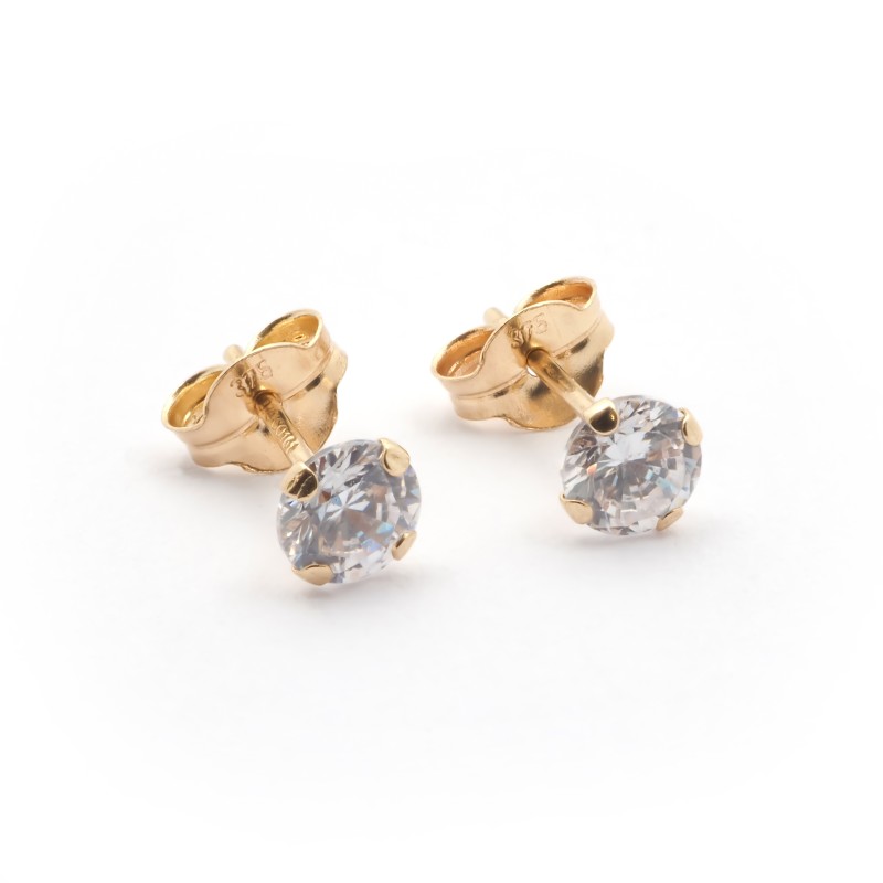 Boucles d'oreilles Carador solitaire oxyde de zirconium 4 mm or jaune 375/000