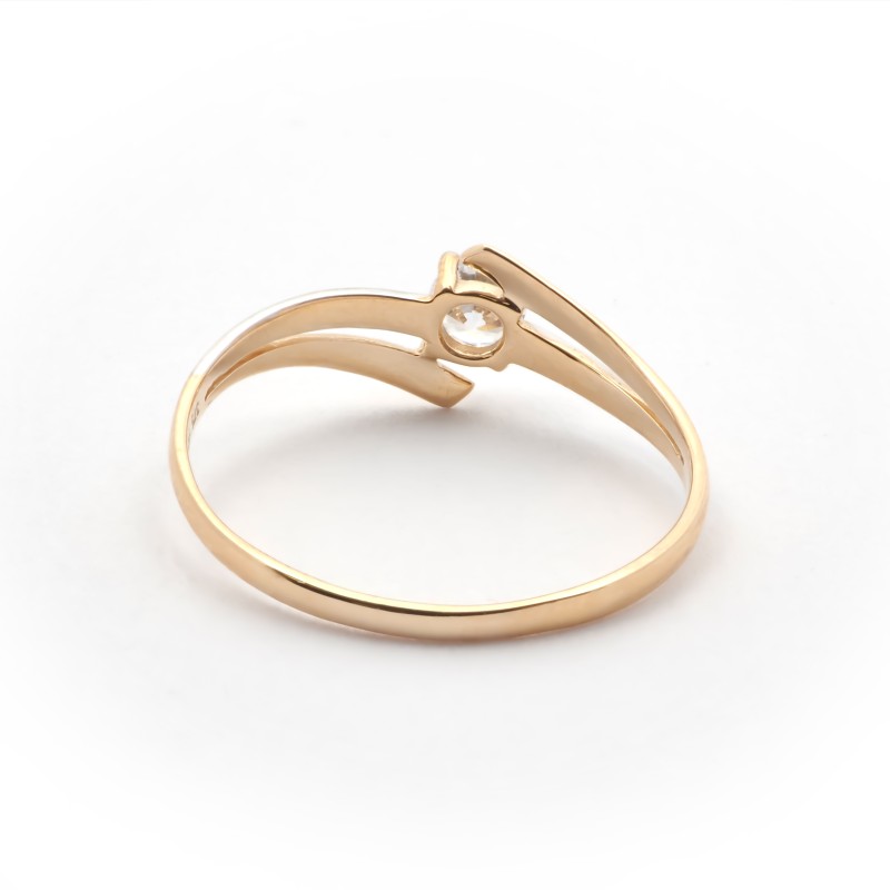 Solitaire Carador fantaisie or jaune et blanc 375/000 et oxyde de zirconium