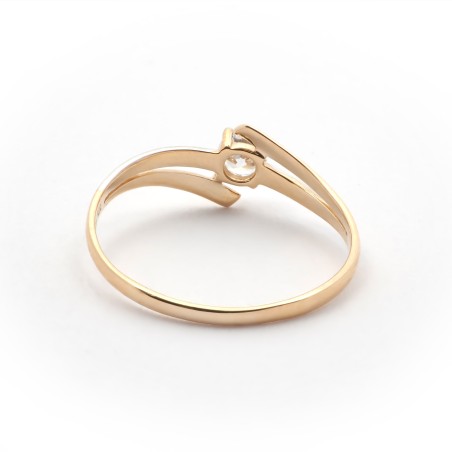 Solitaire Carador fantaisie or jaune et blanc 375/000 et oxyde de zirconium