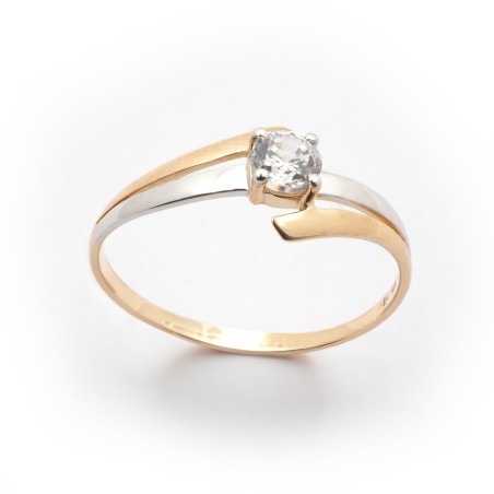 Solitaire Carador fantaisie or jaune et blanc 375/000 et oxyde de zirconium