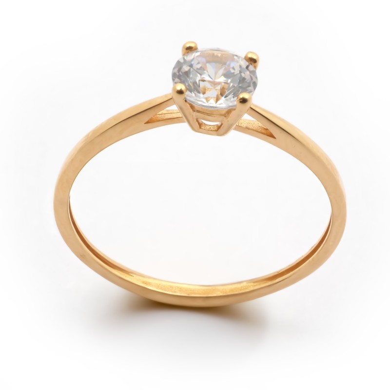 Bague solitaire  Carador en or jaune 375/000 et oxydede zirconium serti 4 griffes