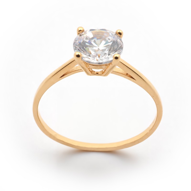 Bague solitaire  Carador en or jaune 375/000 et oxyde de zirconium serti 4 griffes