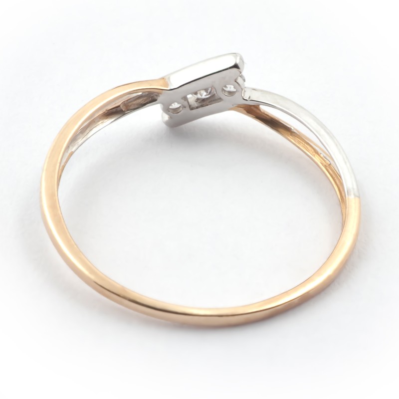 Bague Carador or 375/000 bicolore, trilogie d'oxydes