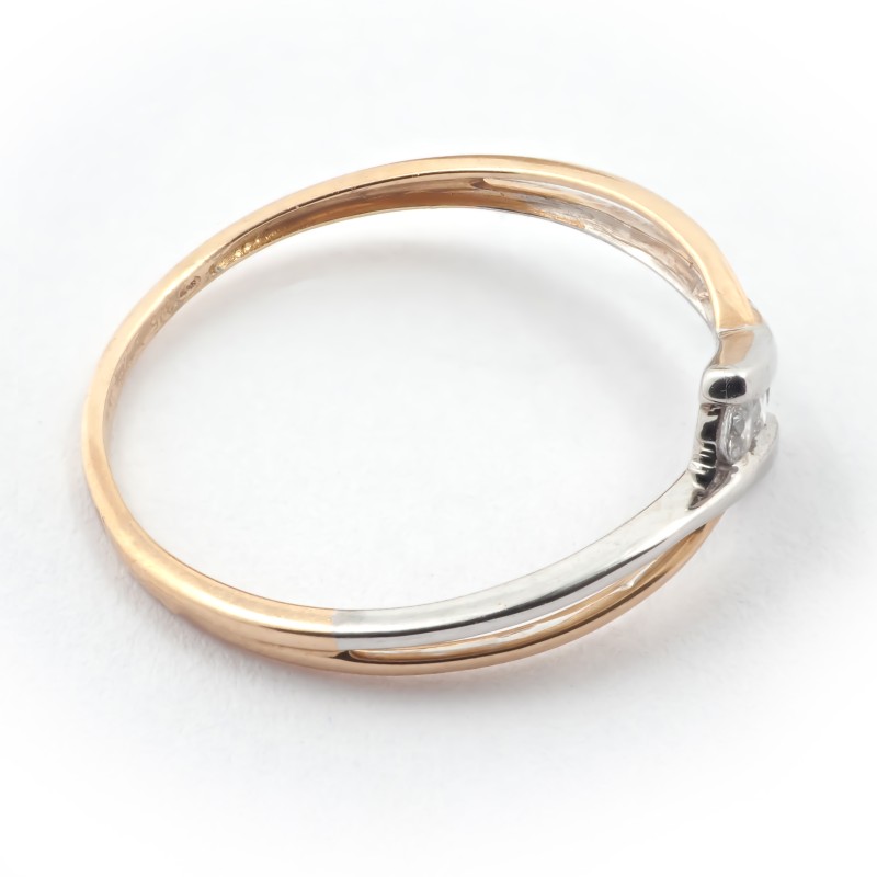 Bague Carador or 375/000 bicolore, trilogie d'oxydes