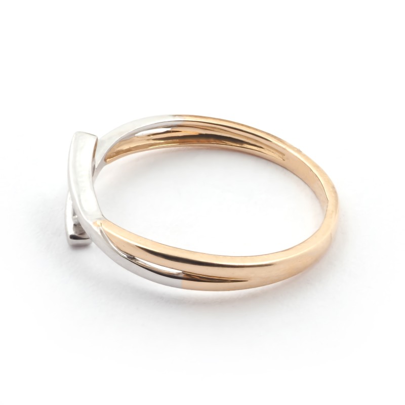Bague Carador or 375/000 bicolore, oxydes de zirconium