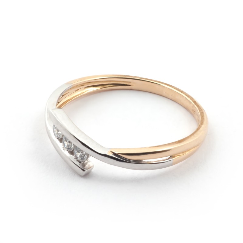 Bague Carador or 375/000 bicolore, oxydes de zirconium
