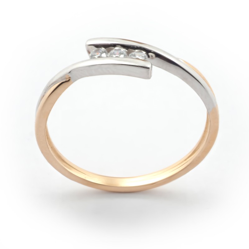 Bague Carador or 375/000 bicolore, oxydes de zirconium