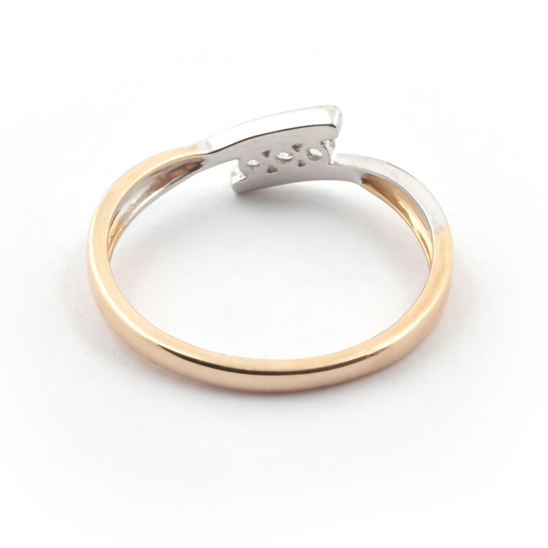 Bague Carador or 375/000 bicolore, oxydes de zirconium