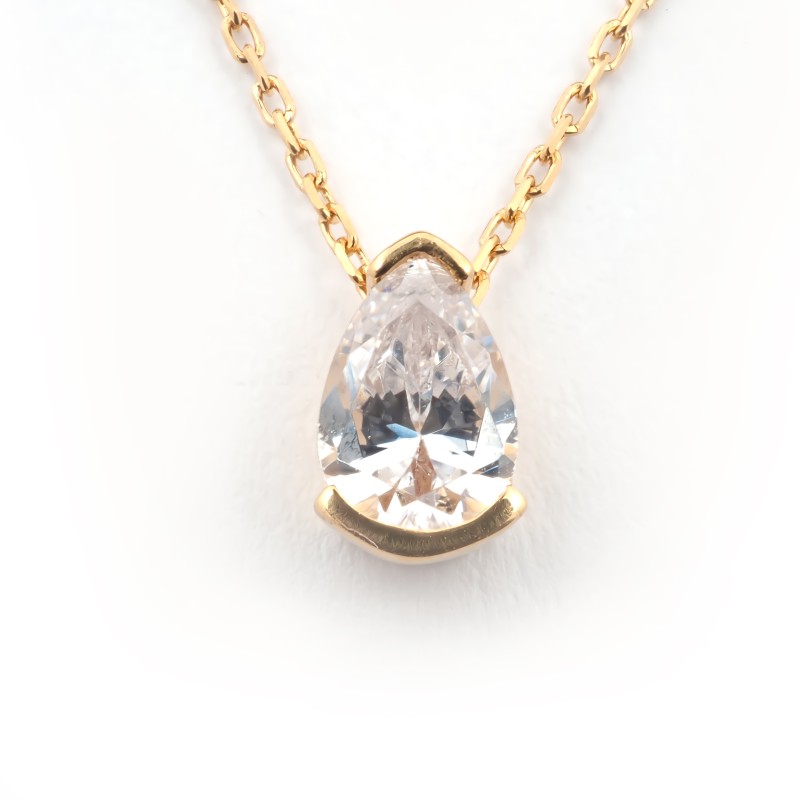 Collier Solitaire Carador en or jaune 375/000, oxyde de zirconium