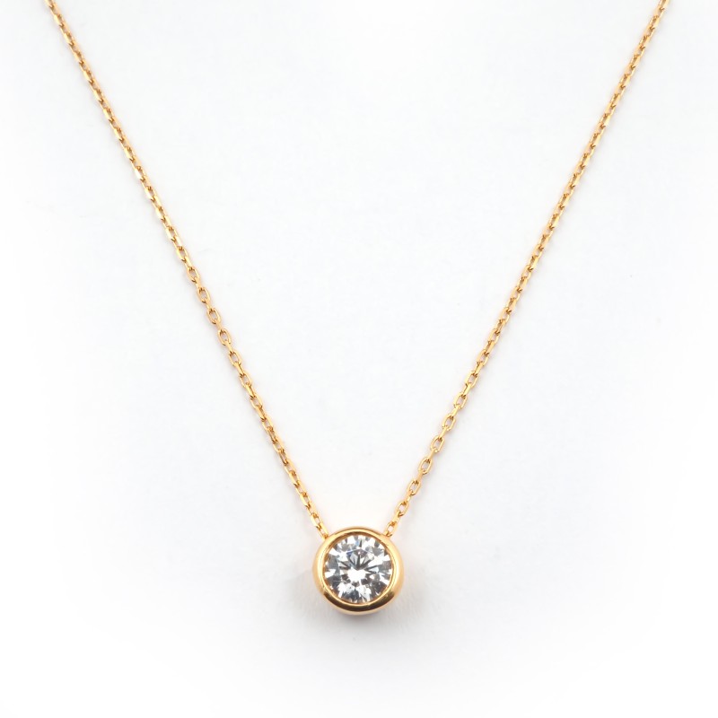 Collier Solitaire Carador en or jaune 375/000, oxyde de zirconium de 4.75mm serti clos