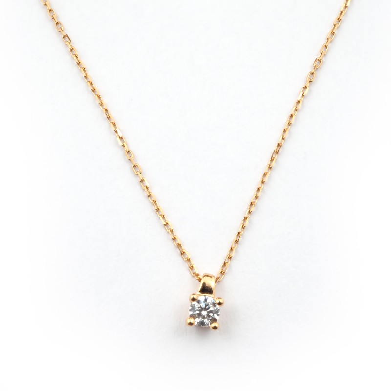 Collier Solitaire Carador en or jaune 375/000, oxyde de zirconium de 3mm serti 4 griffes