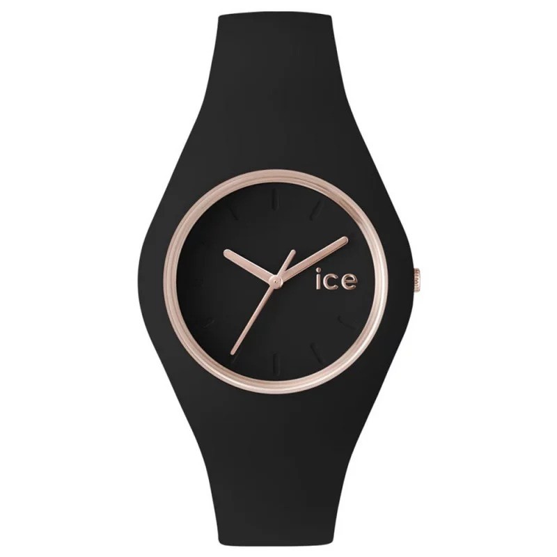 Montre Mixte Ice Watch Glam - Black Rose Gold Bracelet en silicone noir