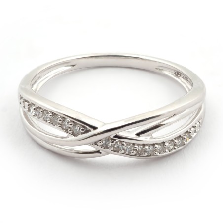 Bague triple liens croisés Carador en or blanc 375/000 et diamants