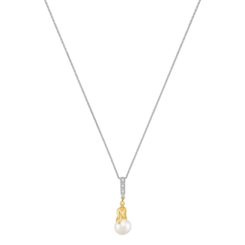 Collier Femme Jourdan - Luna - en Argent avec perle blanche et figurine doré
