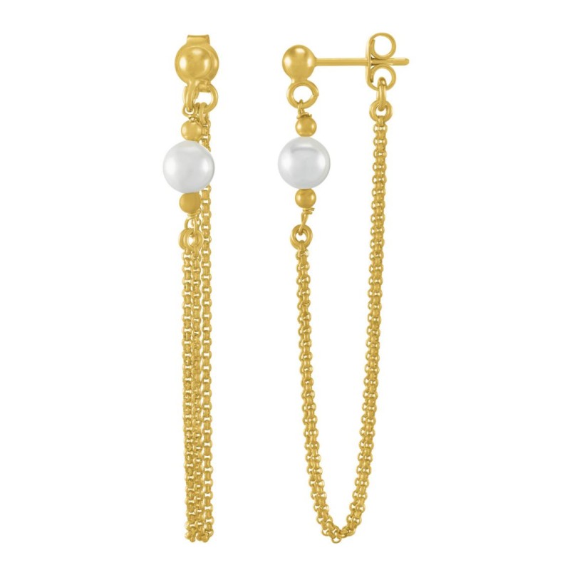 Boucles d'oreilles Jourdan - Urielle - en Argent doré avec perle blanche