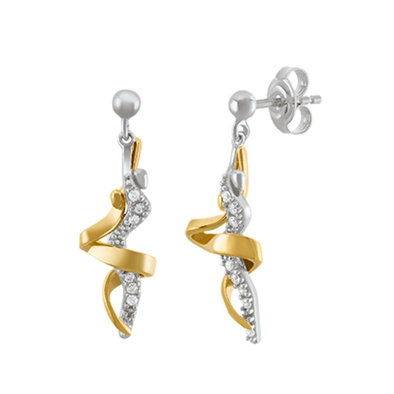 Boucles d'oreilles Jourdan - Tango - en Argent 925/000 avec figurines bicolores