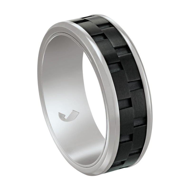 Bague Homme Oahu  Jourdan - Bicolore en Acier PVD argenté et noire