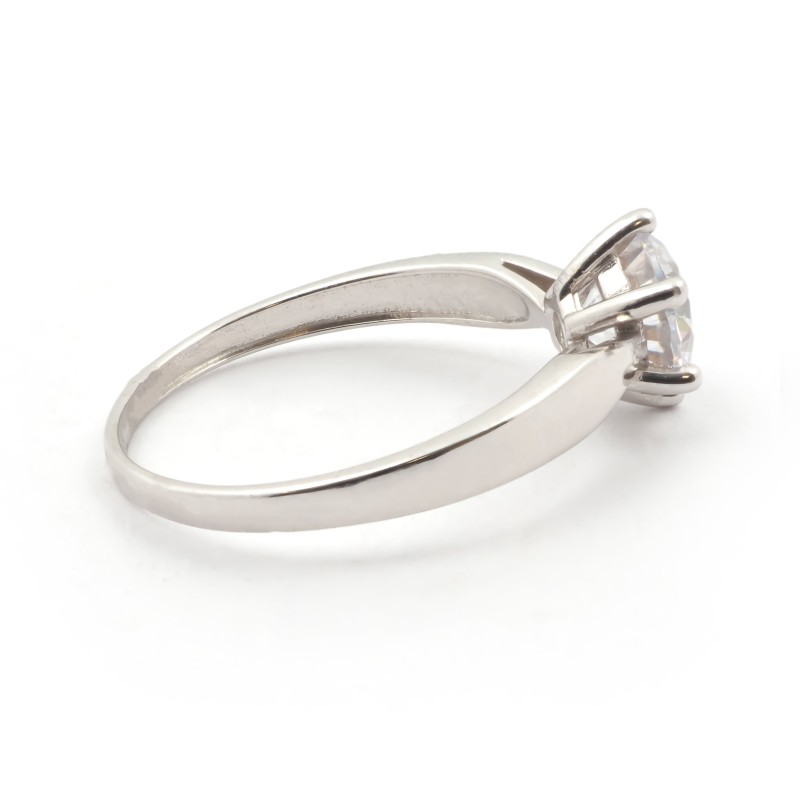 Bague solitaire  Carador en or blanc 375/000 et oxyde de zirconium serti 6 griffes