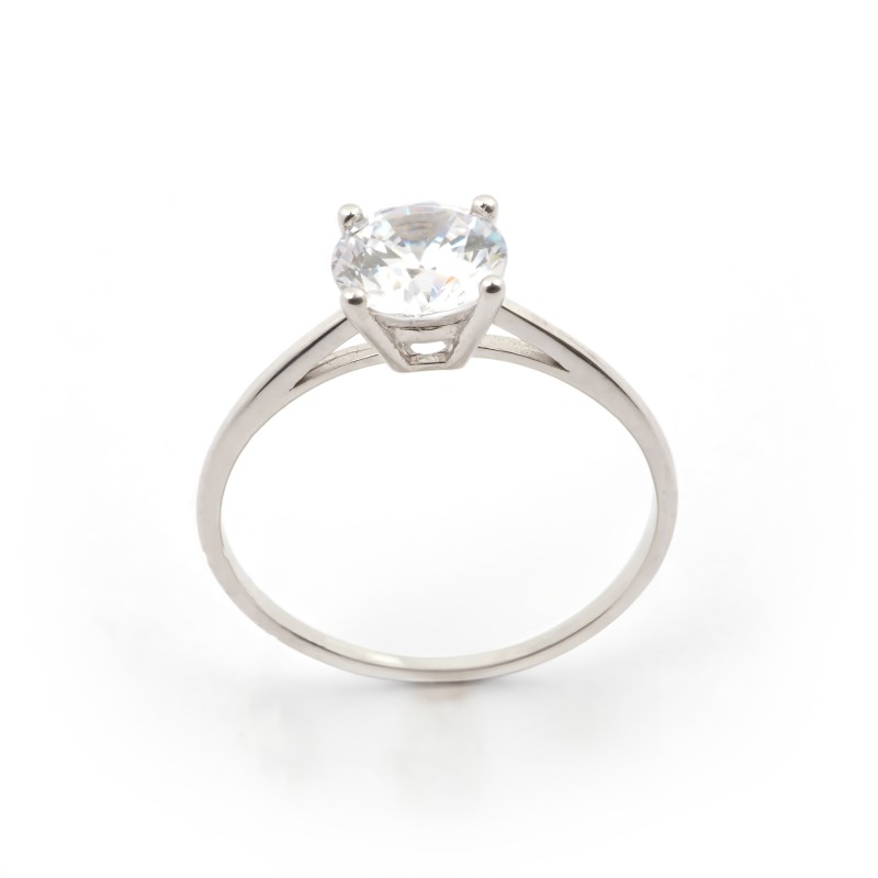 Bague solitaire  Carador en or blanc 375/000 et oxyde de zirconium serti 4 griffes