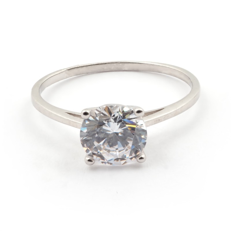 Bague solitaire  Carador en or blanc 375/000 et oxyde de zirconium serti 4 griffes