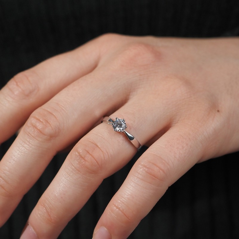 Solitaire oxyde de zirconium Carador classique or blanc 375/000