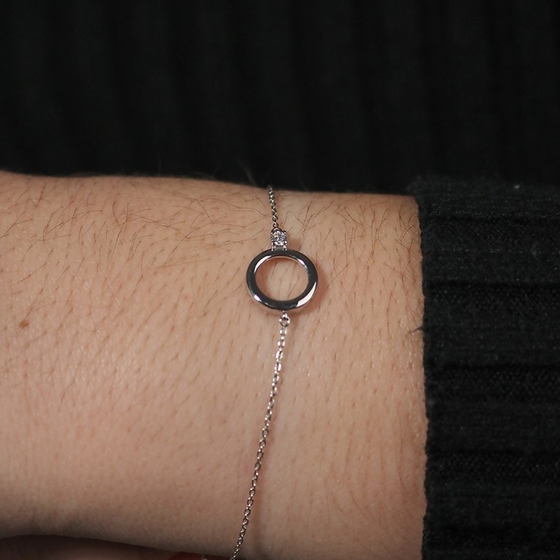 Bracelet Carador or blanc 375/000 fantaisie et Oxyde de zirconium