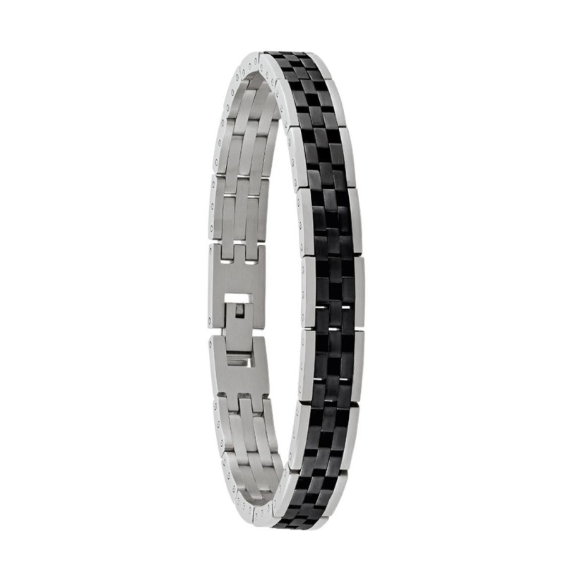 Bracelet Homme Jourdan - Texas - en Acier PVD argenté et noir